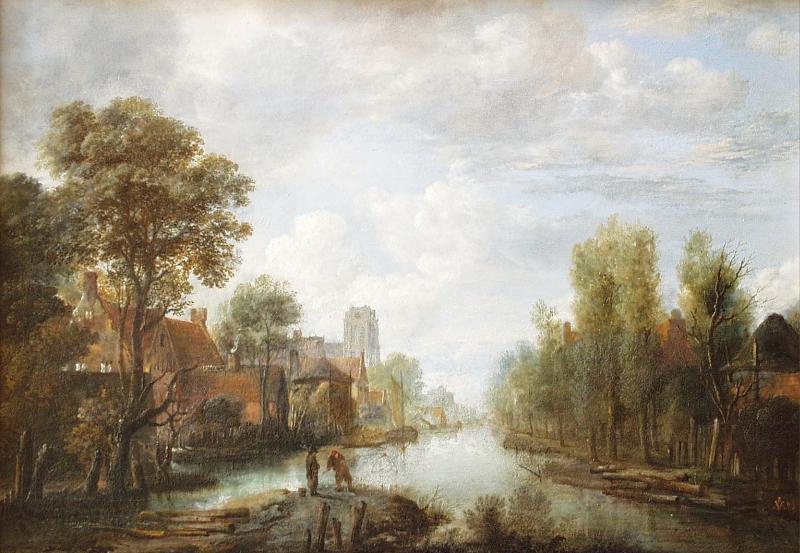 Aert van der Neer Landscape with waterway Norge oil painting art